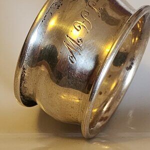 International  Sterling silver napkin ring with engraved initials